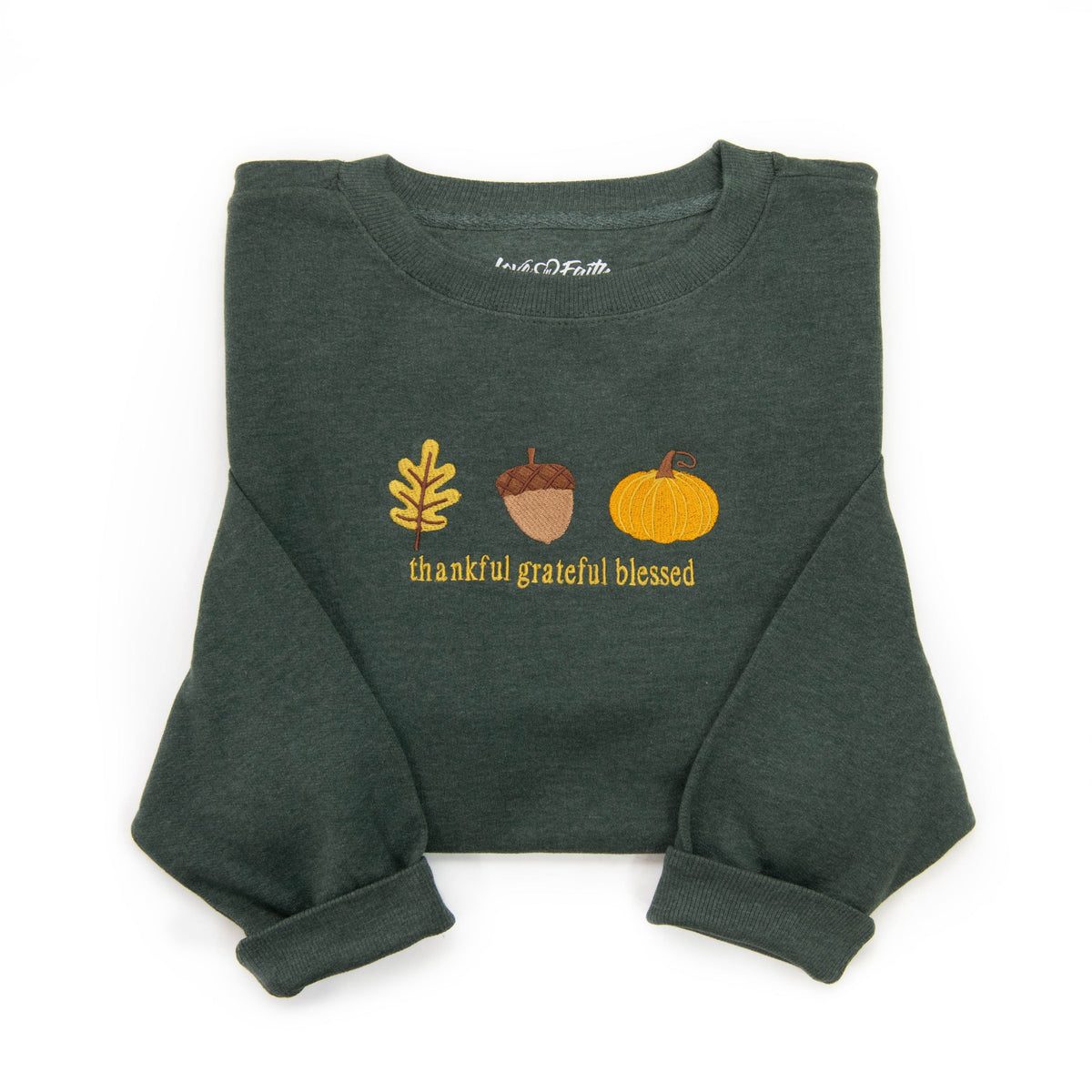 Embroidered Thankful Grateful Blessed Fall Icons Sweatshirt product image 1