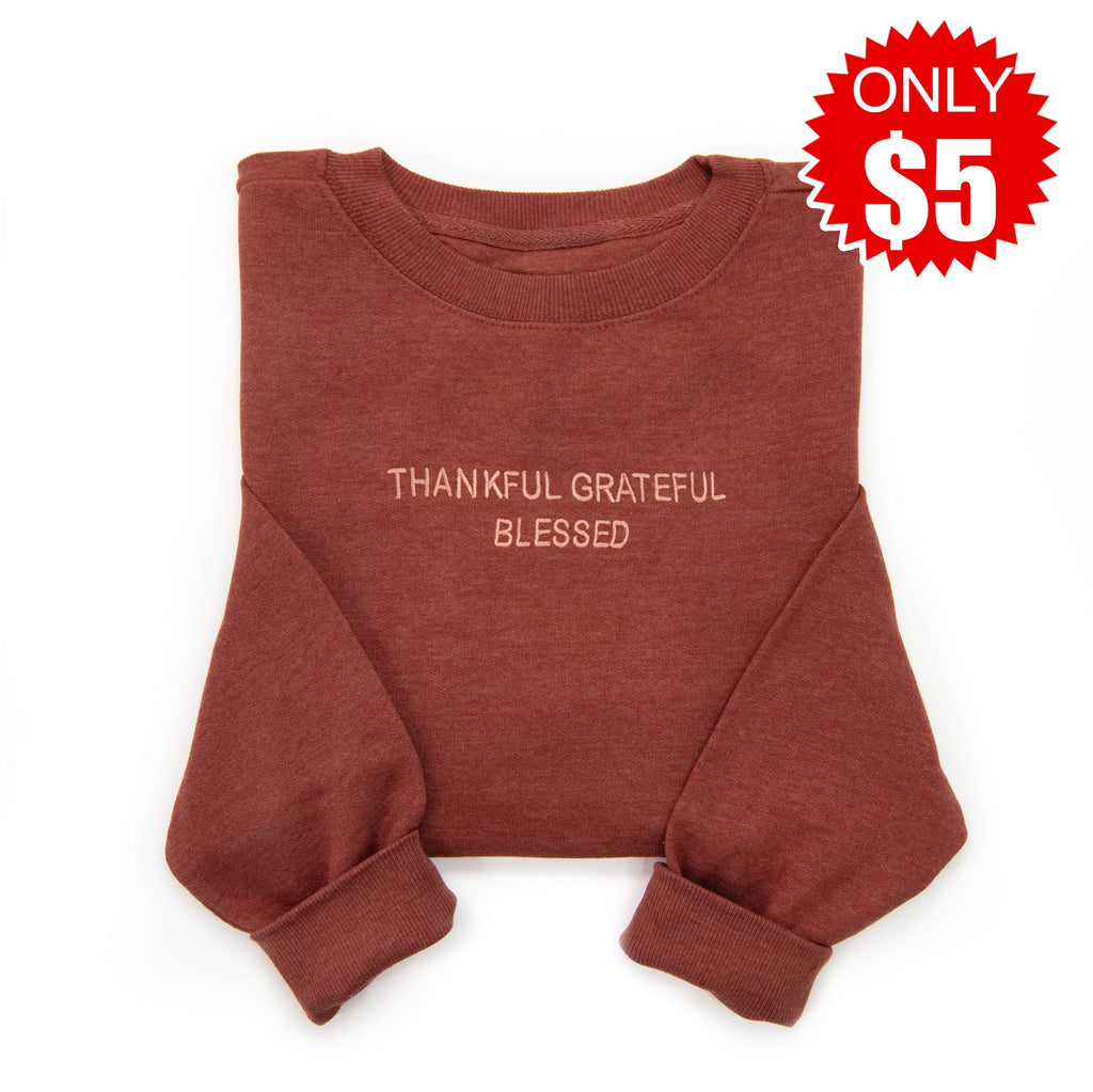 Embroidered Thankful Grateful Blessed Sweatshirt - 5 product image 1