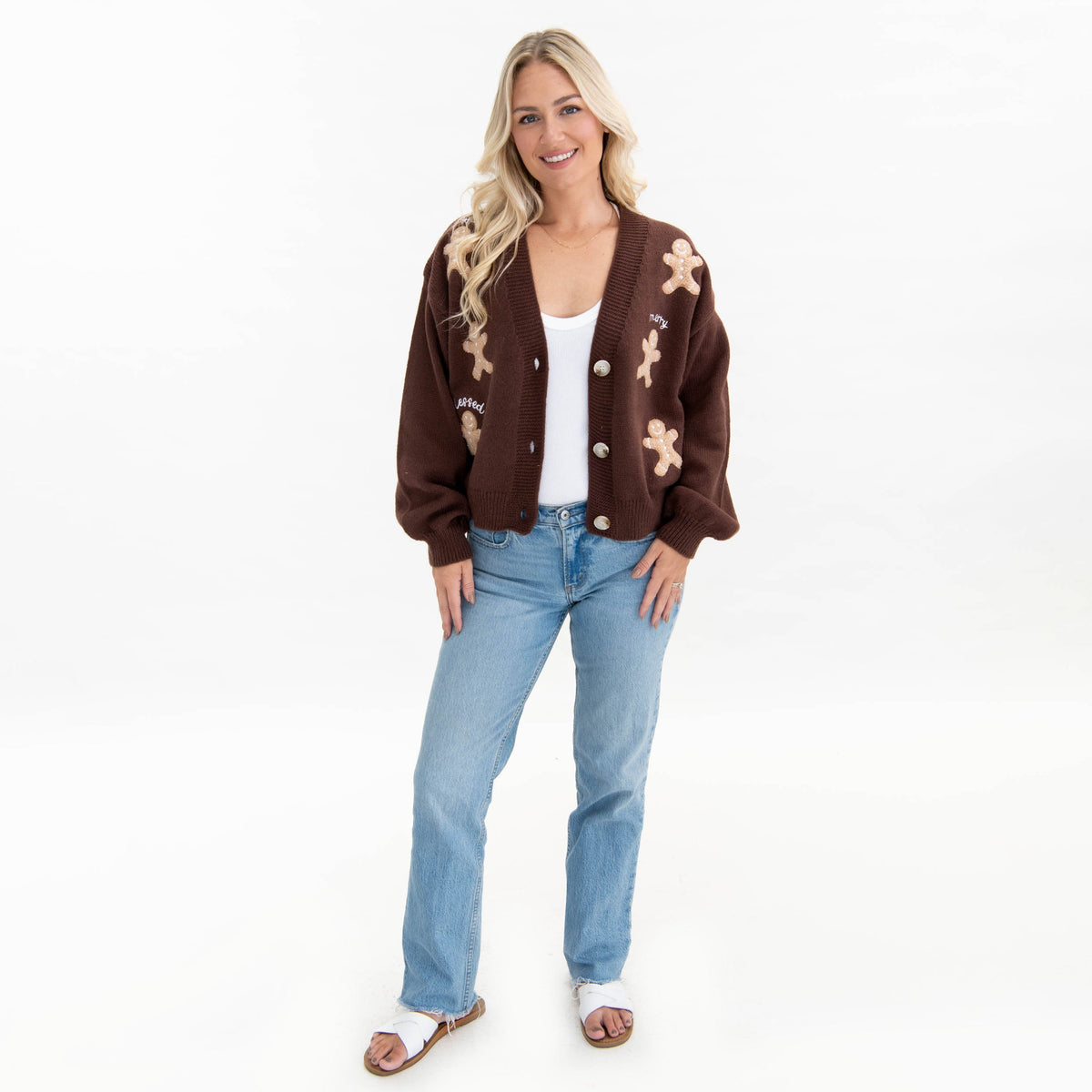 Gingerbread Joyful Merry Blessed Cardigan product image 5