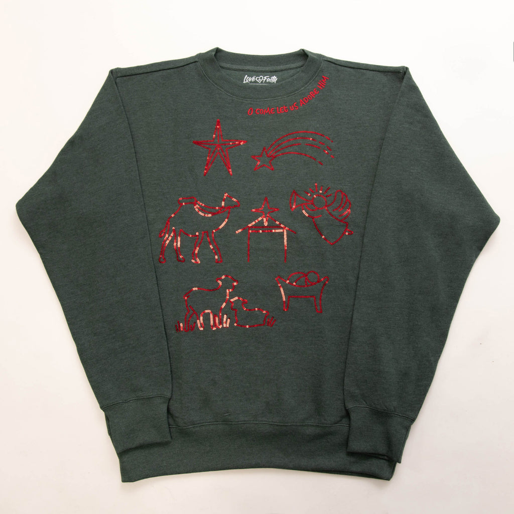 Embellished O come Let Us Adore Him Sweatshirt - 24 product image 3