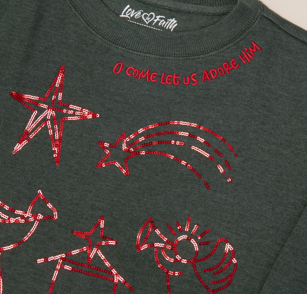 Embellished O come Let Us Adore Him Sweatshirt - 24 product image 2