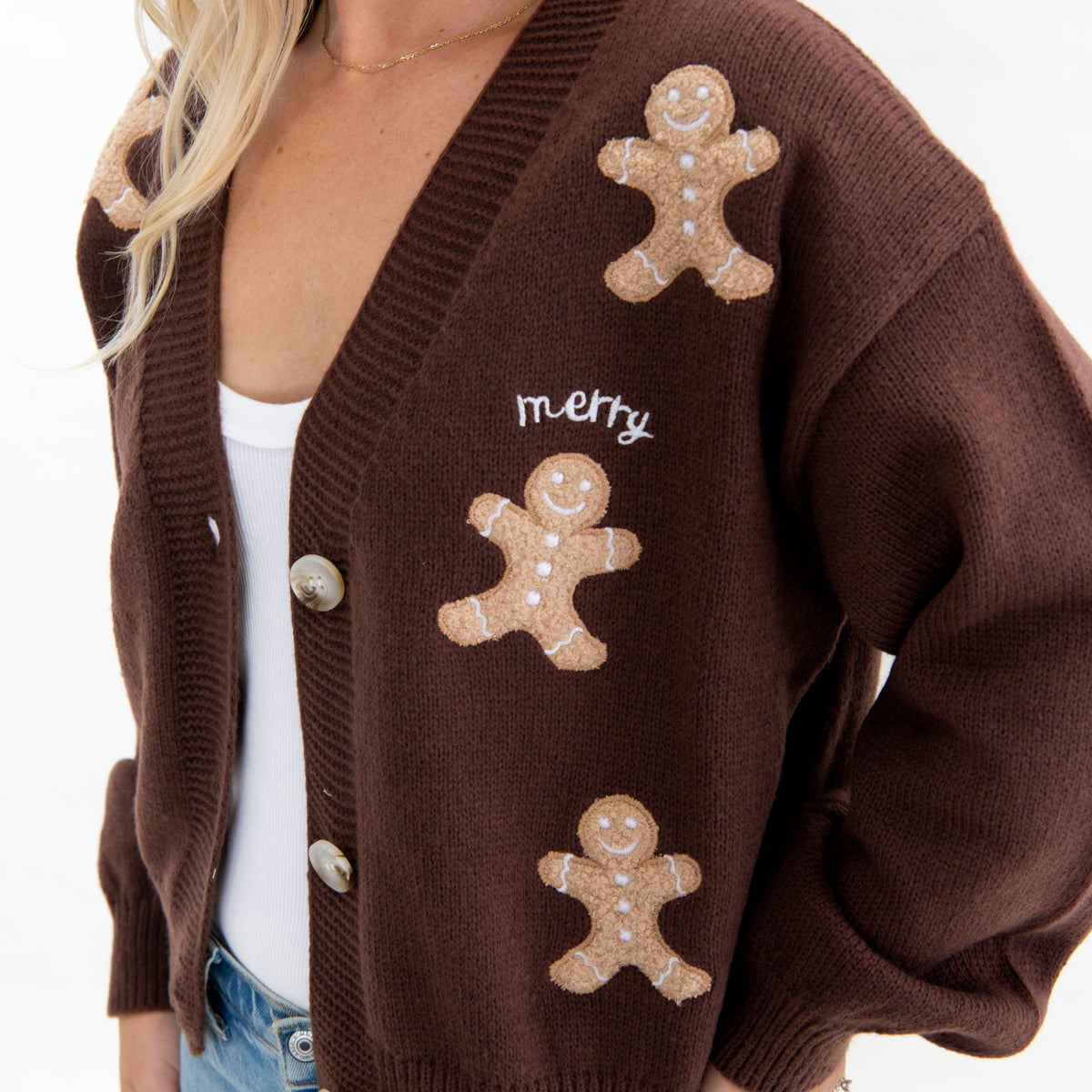 Gingerbread Joyful Merry Blessed Cardigan product image 2