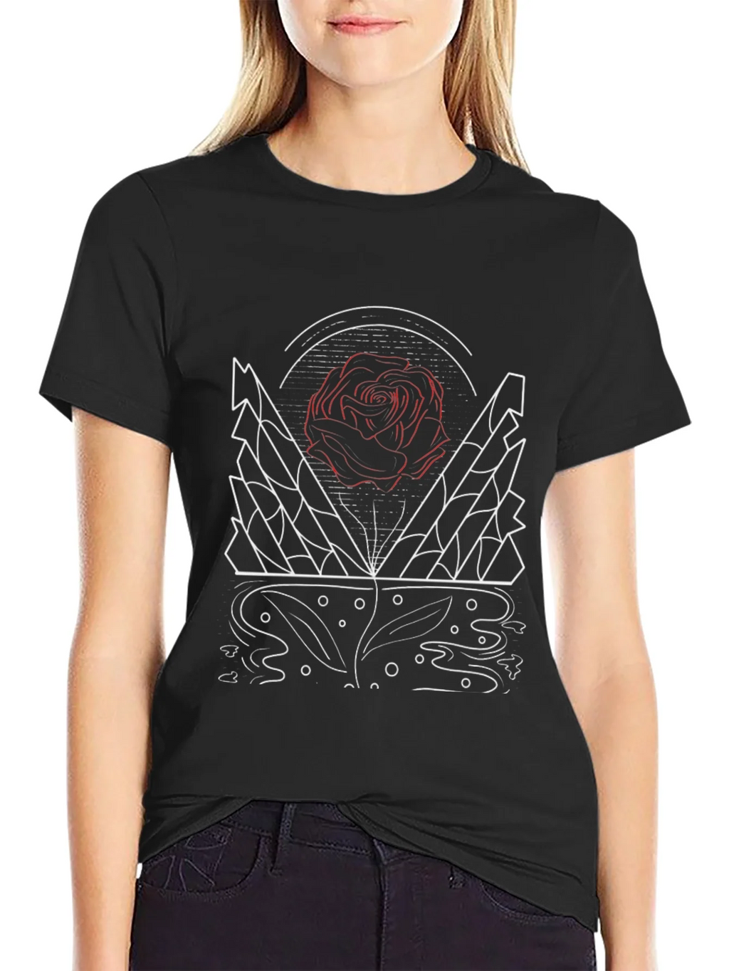 Abstract Rose Graphic Black T-Shirt product image 2
