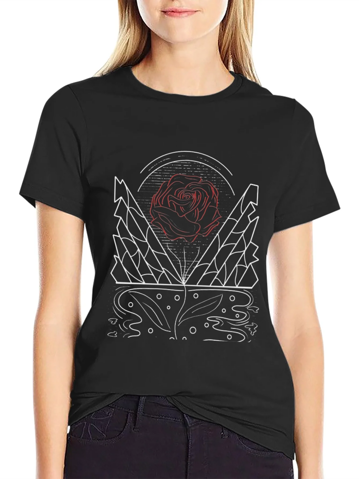 Abstract Rose Graphic Black T-Shirt product image 2