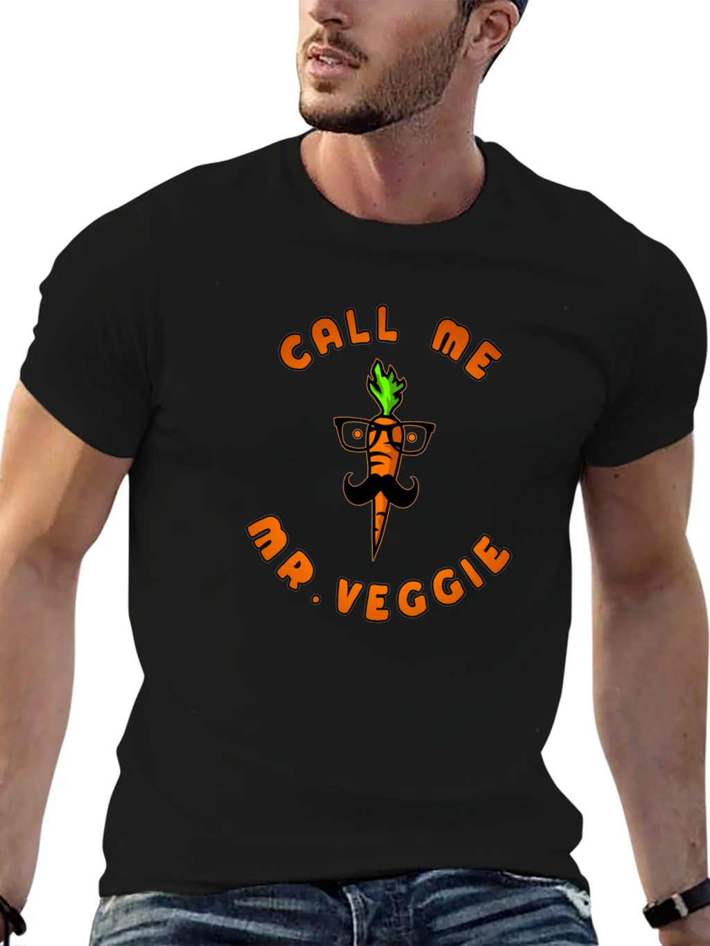 Call Me Mr. Veggie Black T-Shirt product image 6
