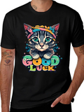 Good Luck Cat Graphic Tee - Unisex Black T-Shirt product image 1