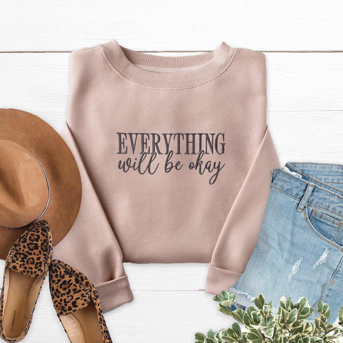 Everything Will Be Okay Embroidered Crewneck Sweatshirt product image 2