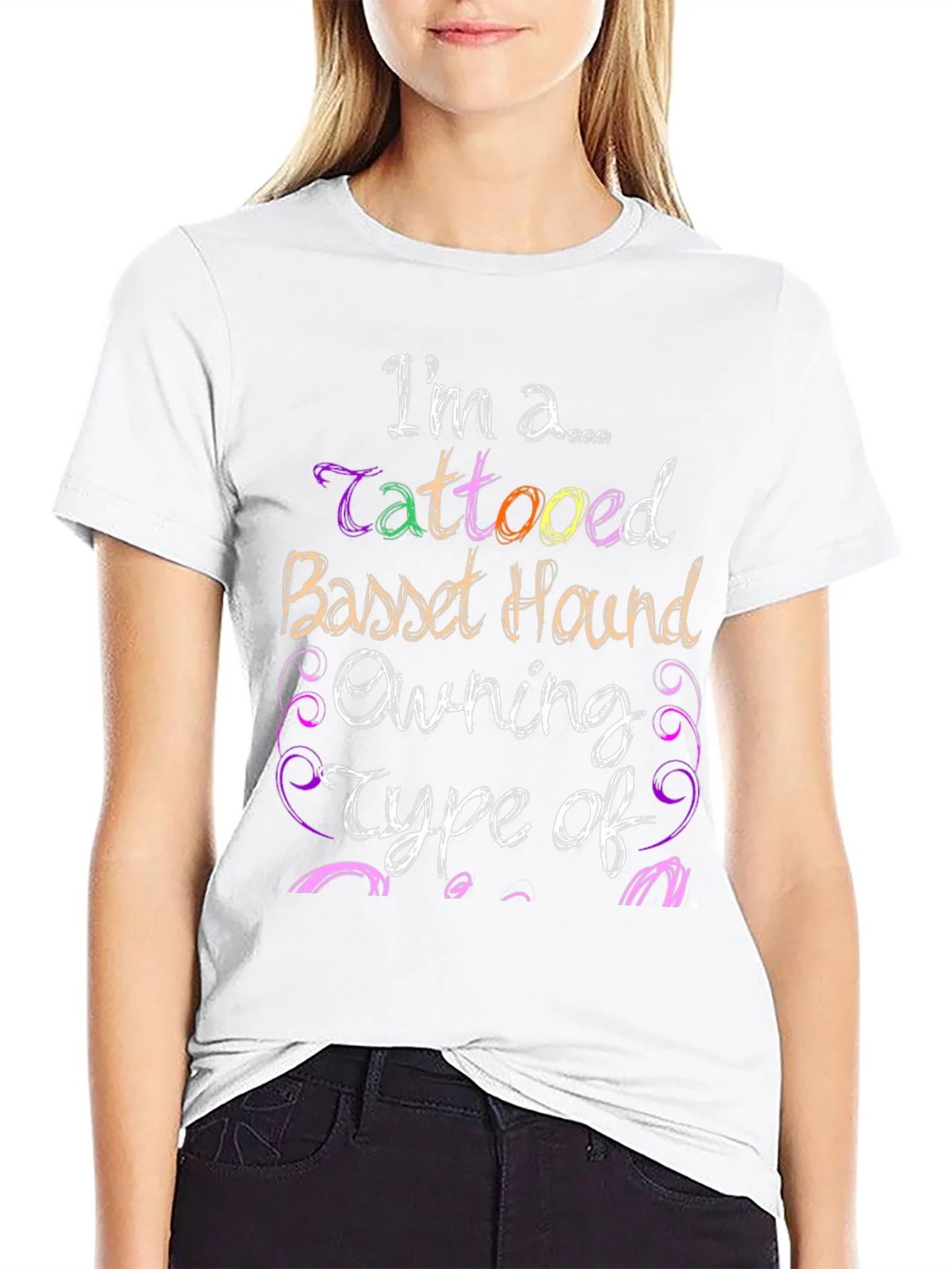 Tattooed Basset Hound Owner Black Graphic Tee product image 7