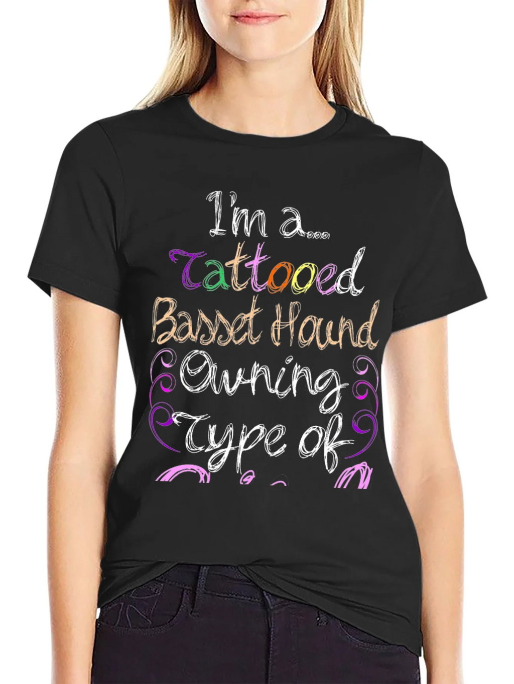 Tattooed Basset Hound Owner Black Graphic Tee product image 2