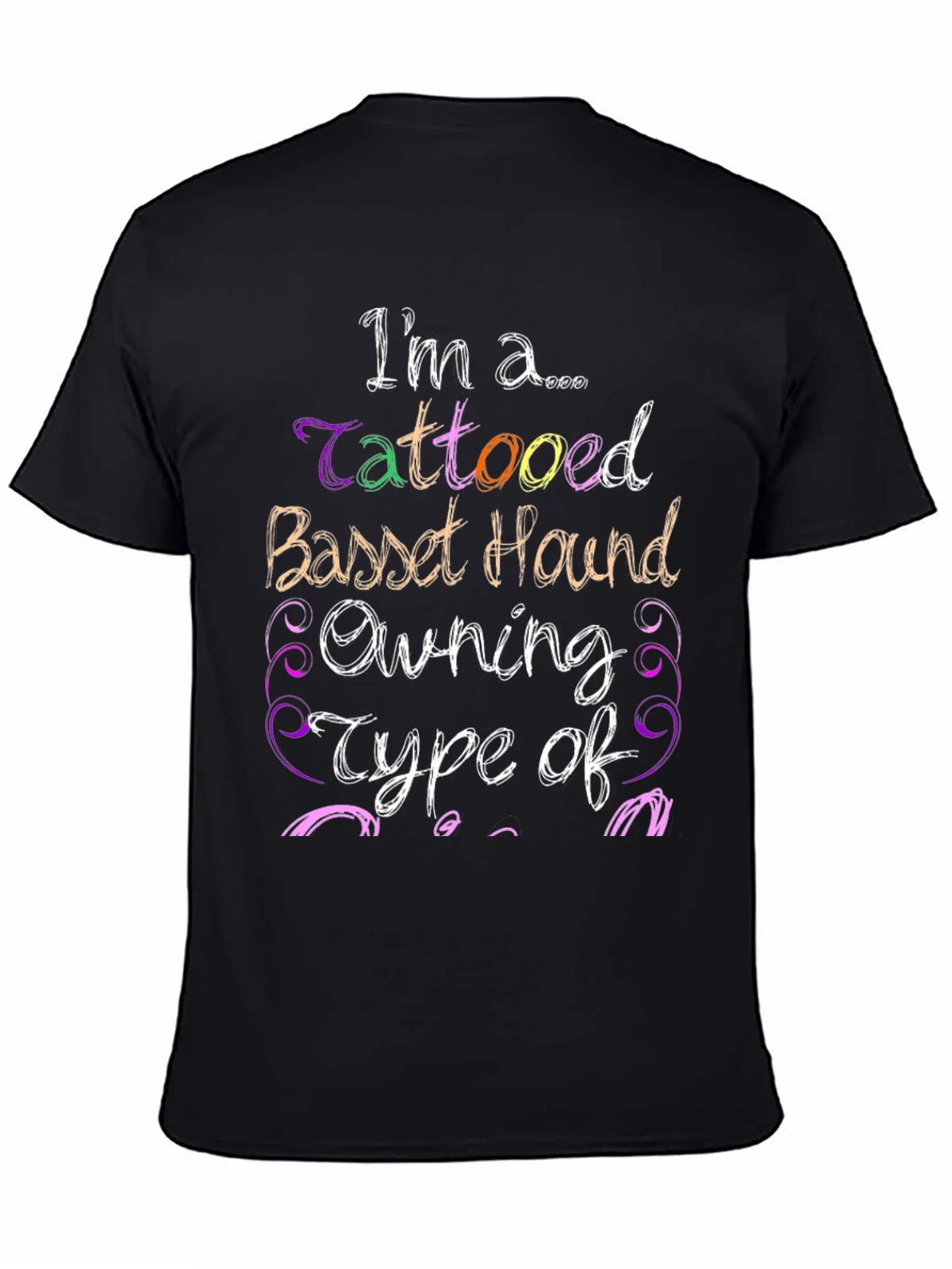 Tattooed Basset Hound Owner Black Graphic Tee product image 3