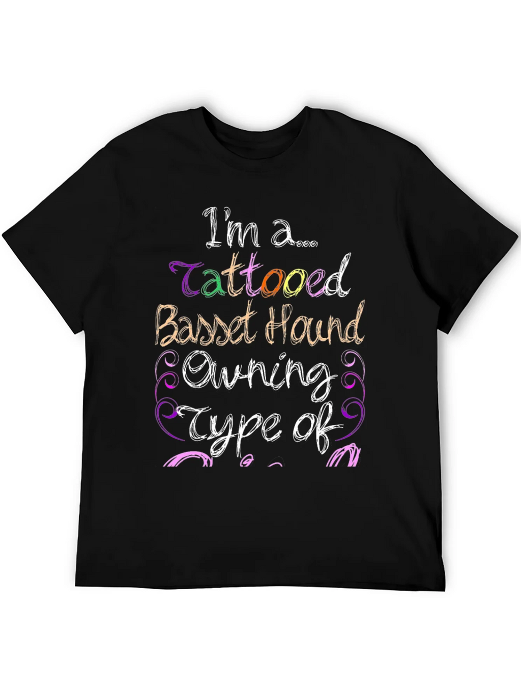 Tattooed Basset Hound Owner Black Graphic Tee product image 4