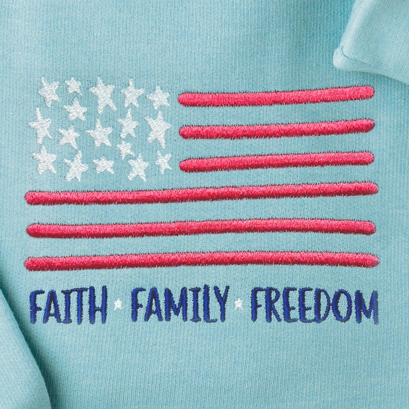 Faith Family Freedom Embroidered Crewneck Sweatshirt - 20 product image 3