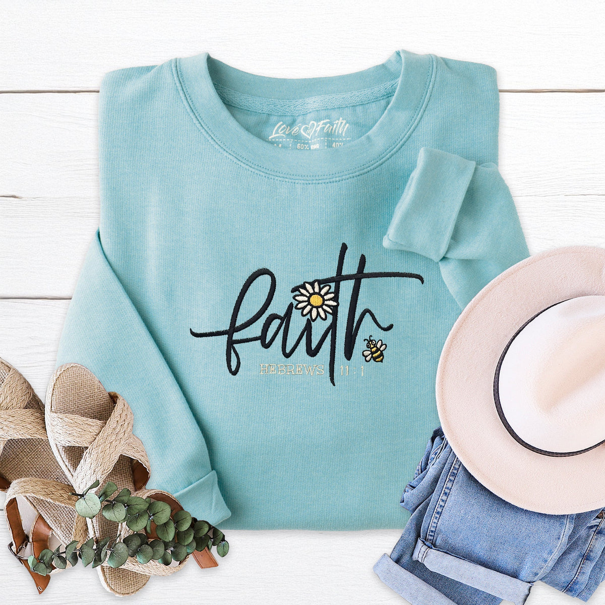 Faith Flower Embroidered Crewneck Sweatshirt product image 2