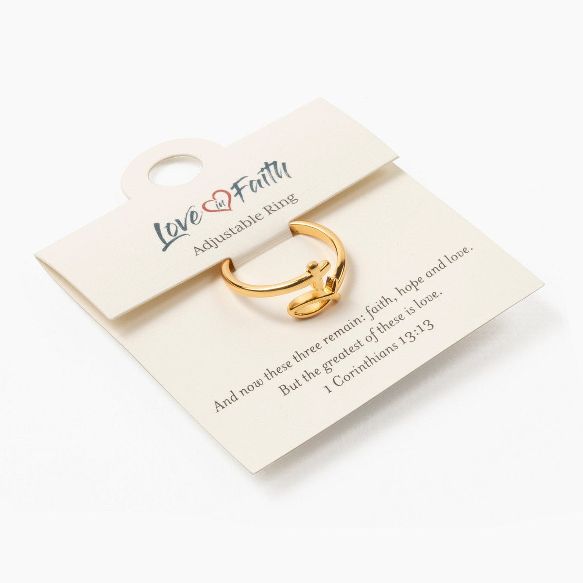 Fish and Cross with 18K Gold Plated Stainless Steel Ring
