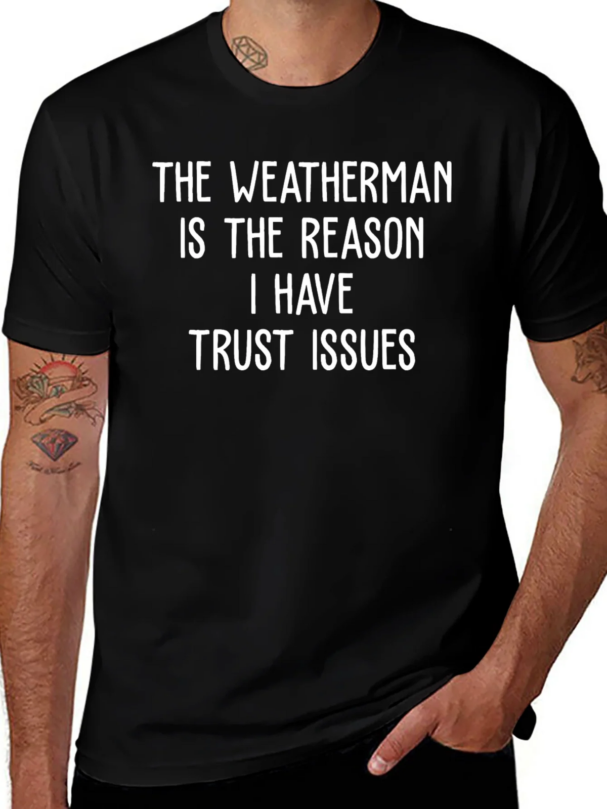Funny Weatherman Trust Issues Black T-Shirt product image 1
