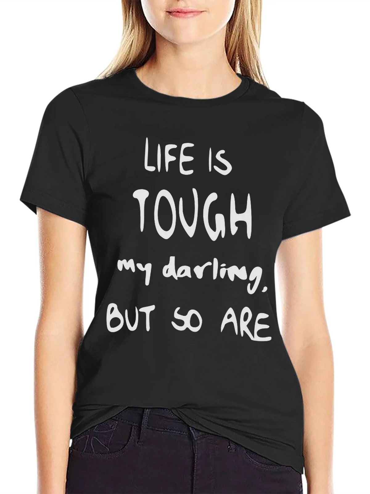 Life is Tough Graphic Tee - Black Cotton Shirt product image 2