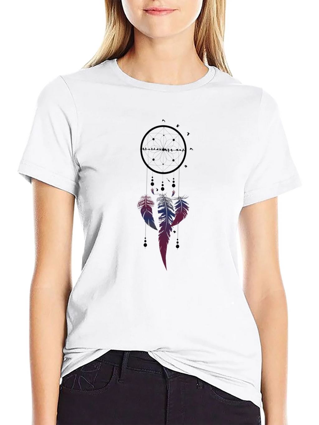 Dreamcatcher Graphic Tee - Black Cotton Blend Casual Shirt product image 8