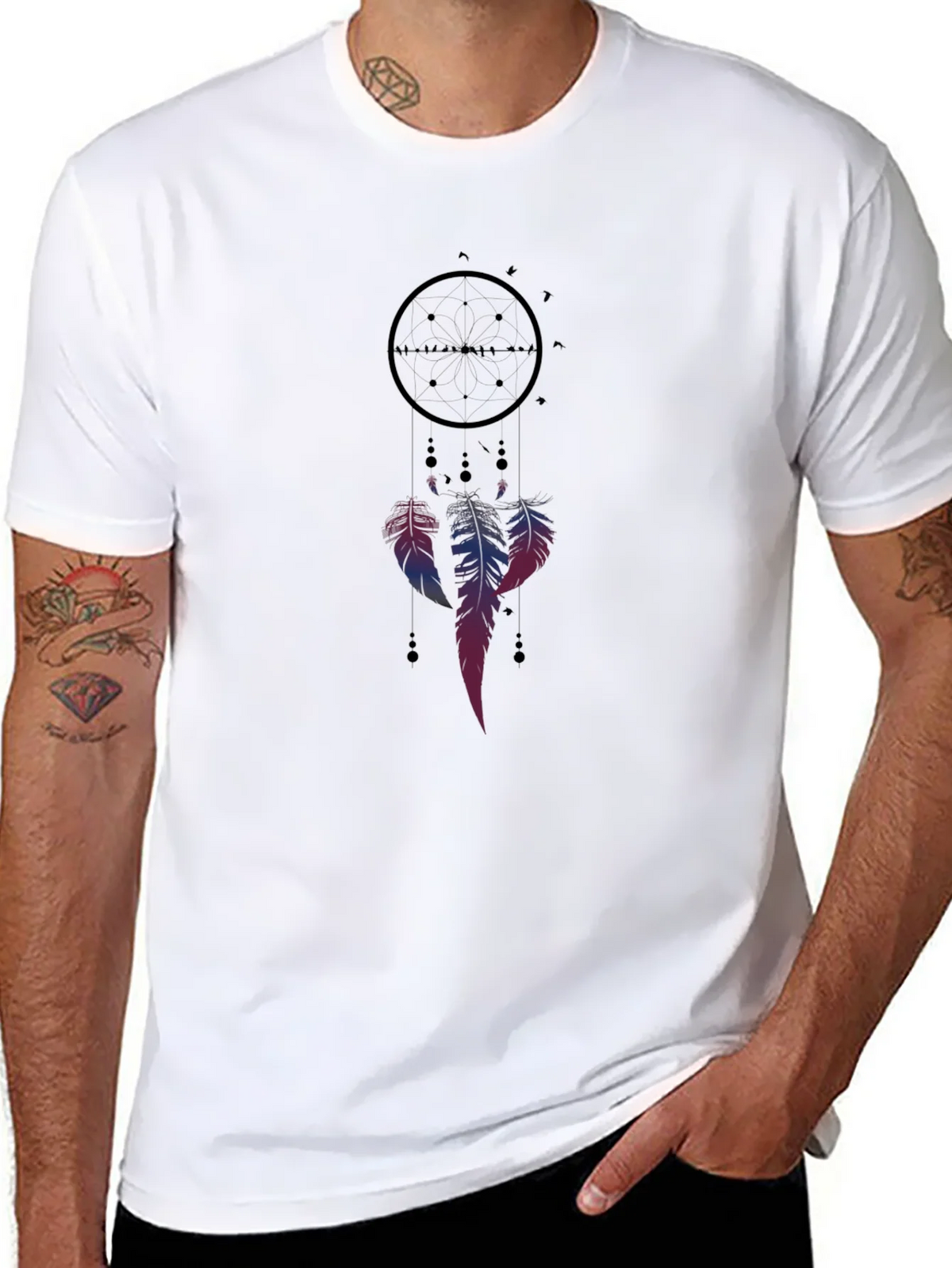 Dreamcatcher Graphic Tee - Black Cotton Blend Casual Shirt product image 7