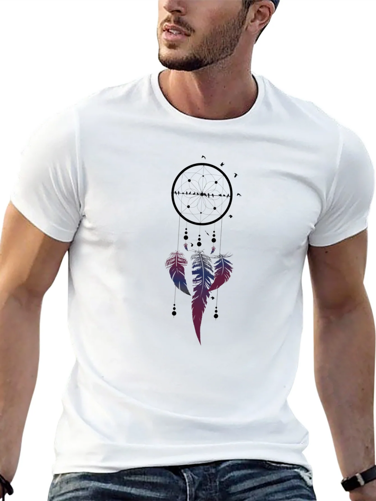 Dreamcatcher Graphic Tee - Black Cotton Blend Casual Shirt product image 12