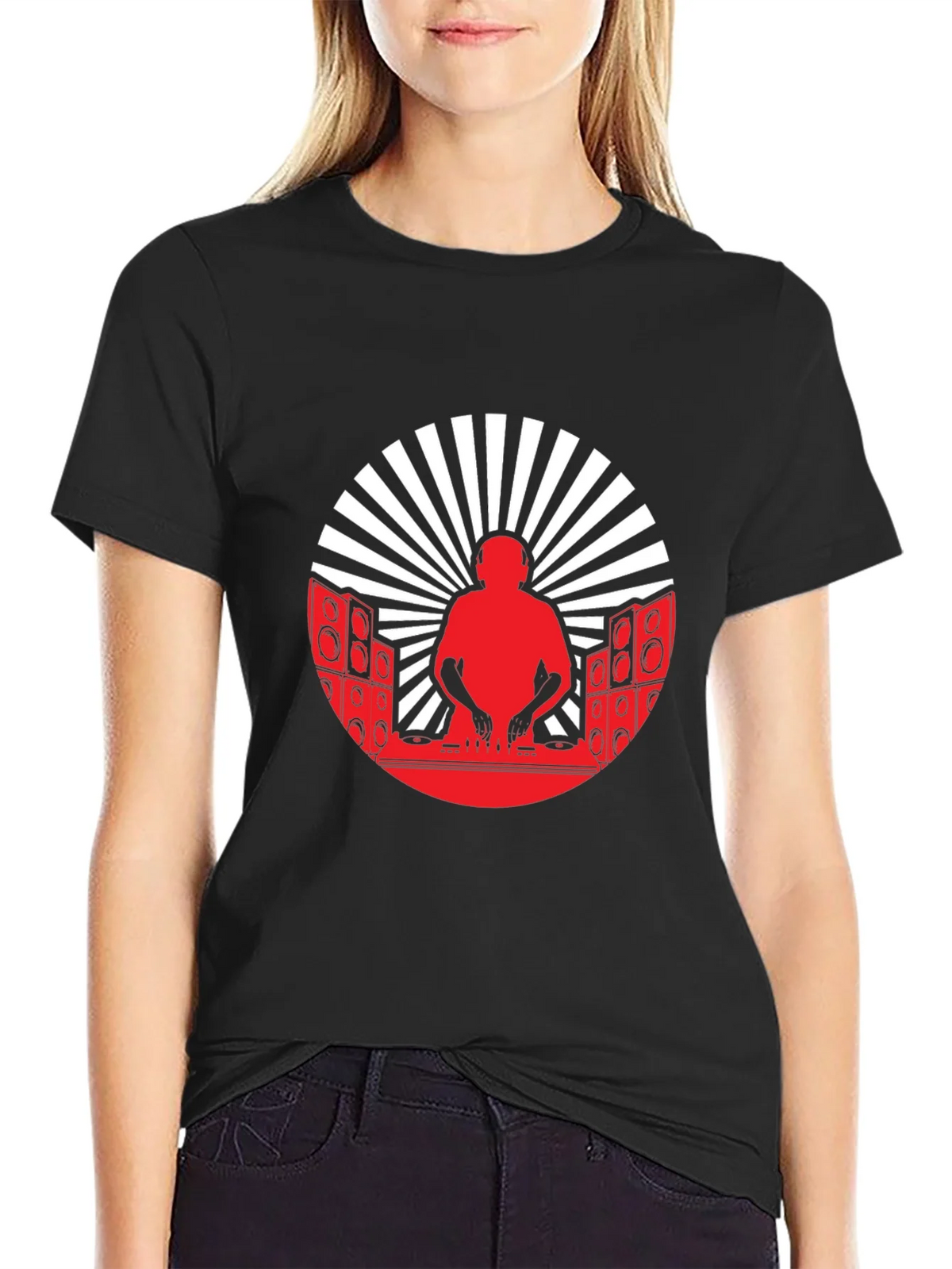 DJ Silhouette Graphic Tee - Black Cotton Blend T-Shirt product image 1