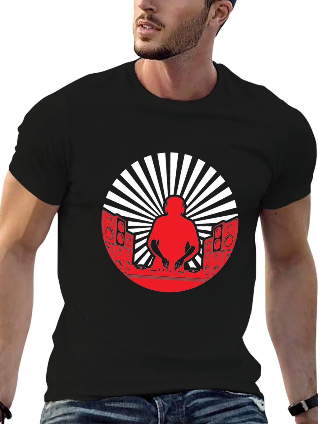 DJ Silhouette Graphic Tee - Black Cotton Blend T-Shirt product image 3
