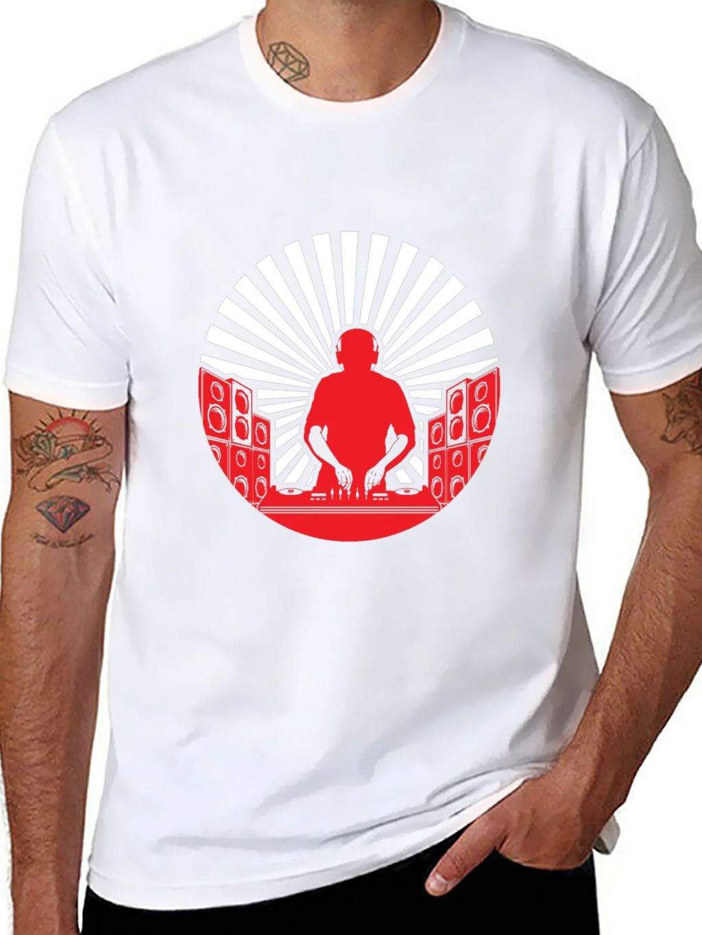DJ Silhouette Graphic Tee - Black Cotton Blend T-Shirt product image 4