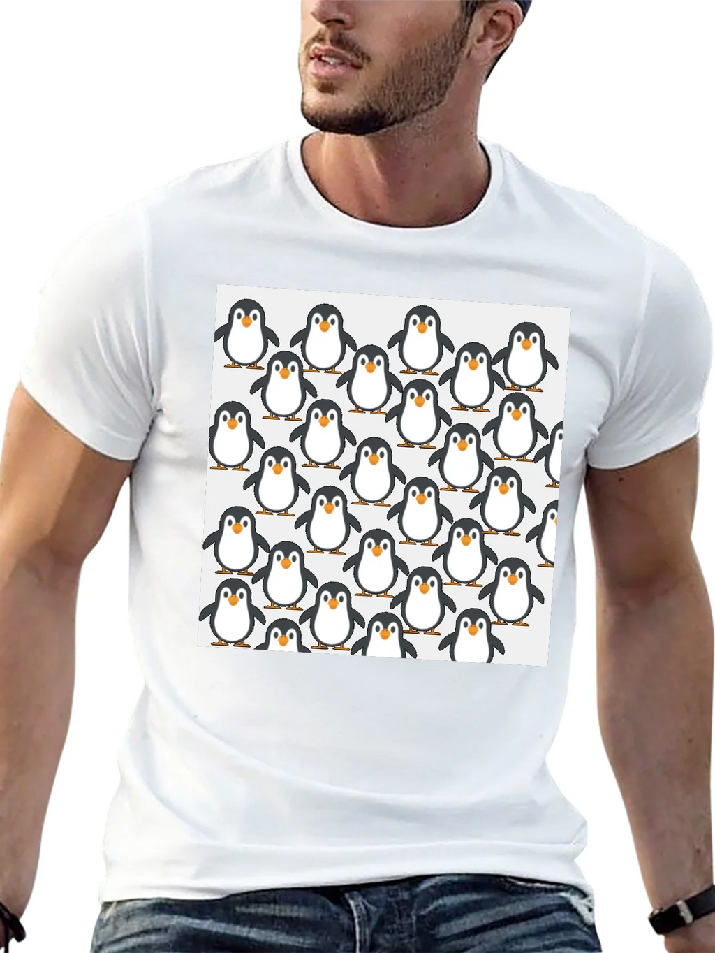 Penguin Pattern Black T-Shirt - Cute Animal Graphic Tee product image 6