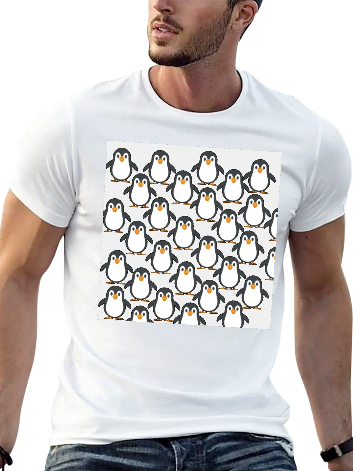 Penguin Pattern Black T-Shirt - Cute Animal Graphic Tee product image 6