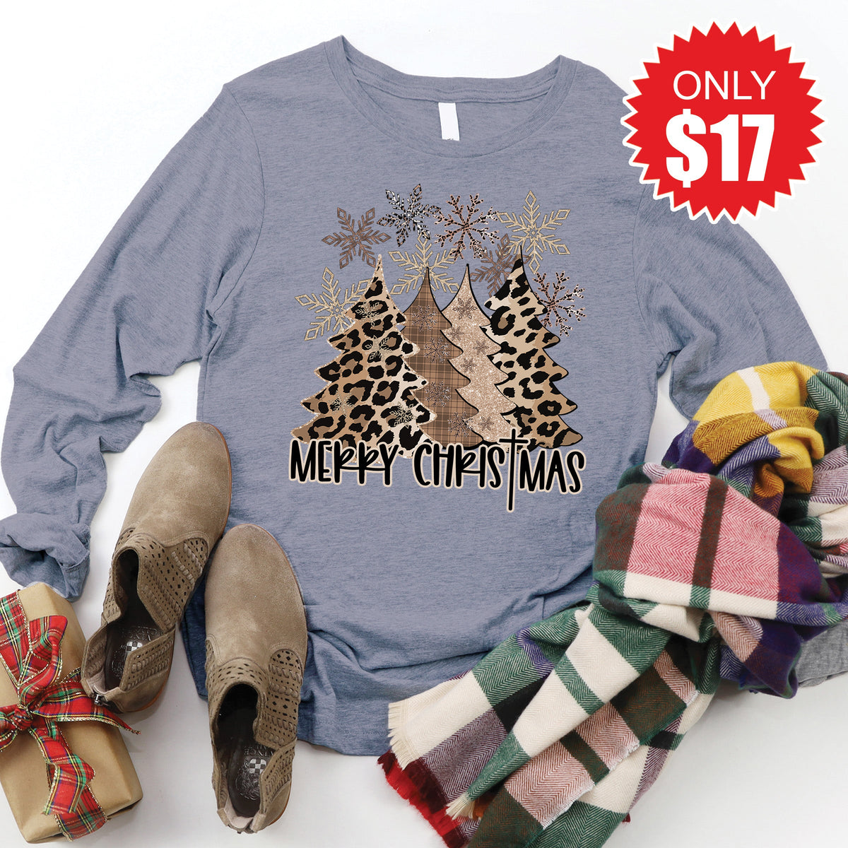 Merry Christmas Long Sleeve - Heather Storm - 17 product image 1