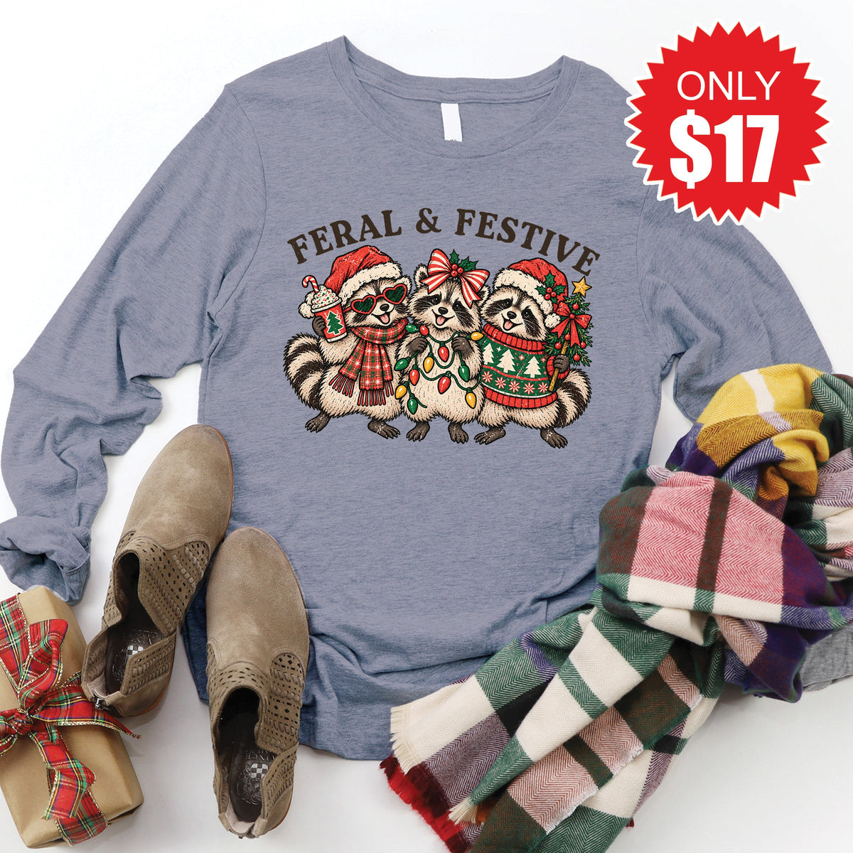 Feral and Festive Long Sleeve - Heather Storm - 17 product image 1