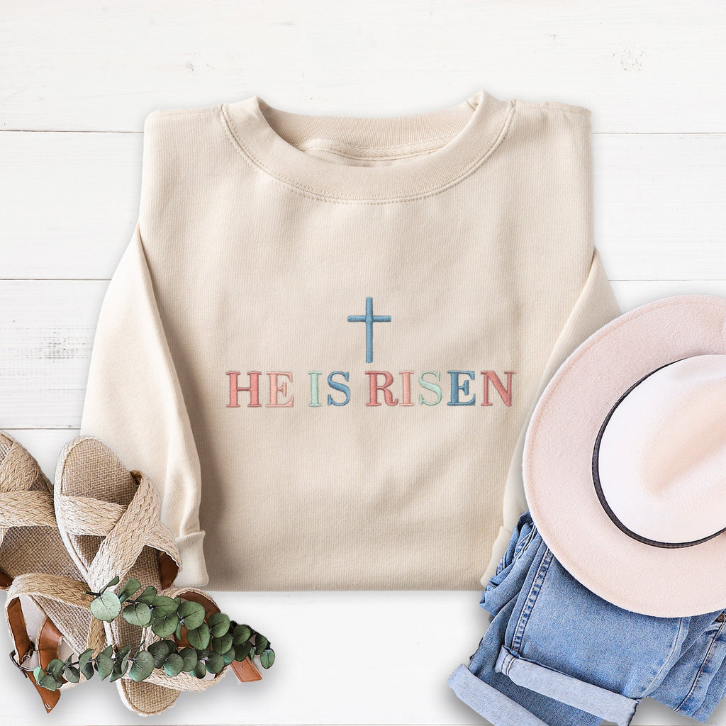 Embroidered He is Risen Sweatshirt product image 1
