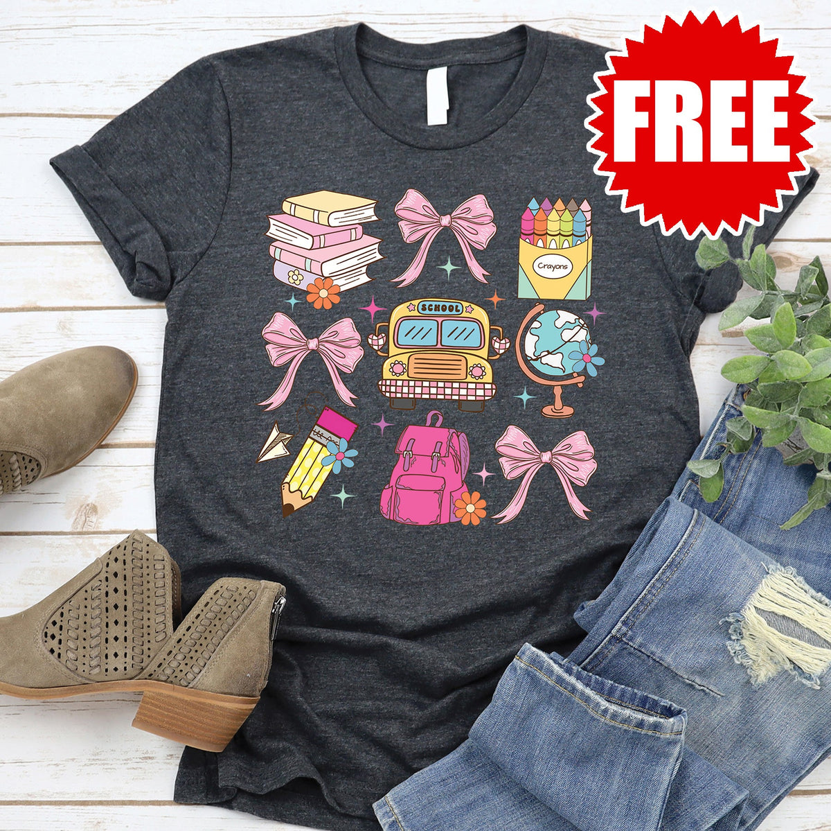 School Stuff Tee - Heather Charcoal - 0