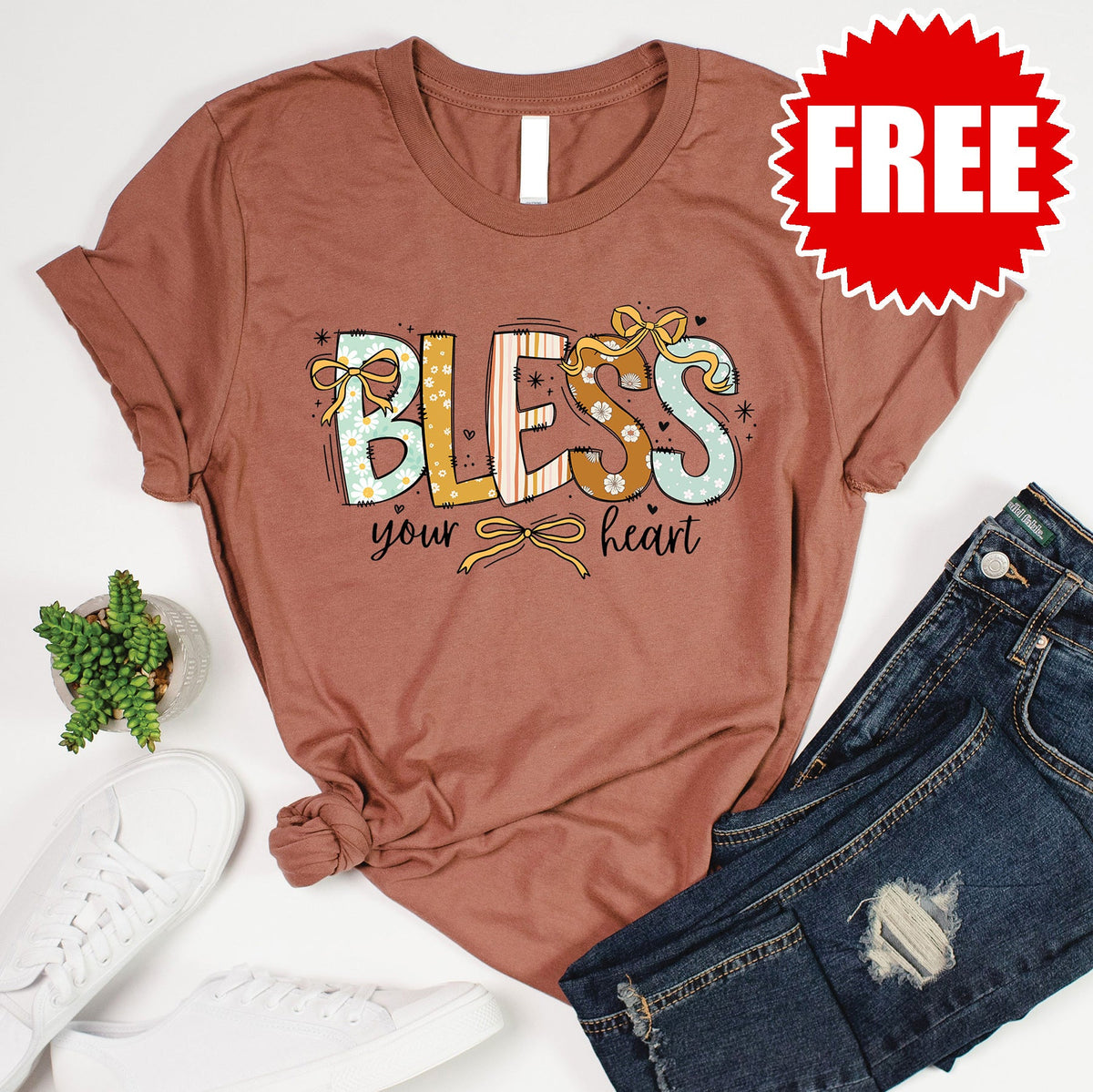 Bless Your Heart Bows Tee - 0