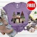 Snowman Trees Patchwork V-Neck - 0