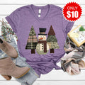 Snowman Trees Patchwork V-Neck - 10