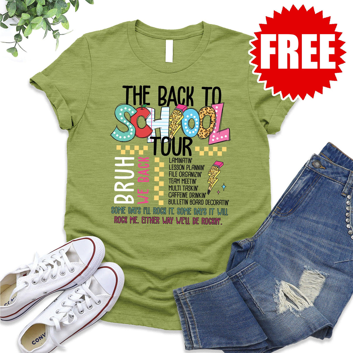 Back to School Tour Tee - Heather Fern - 0