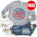 Pray for America Cross Long Sleeve - Heather Grey - 0