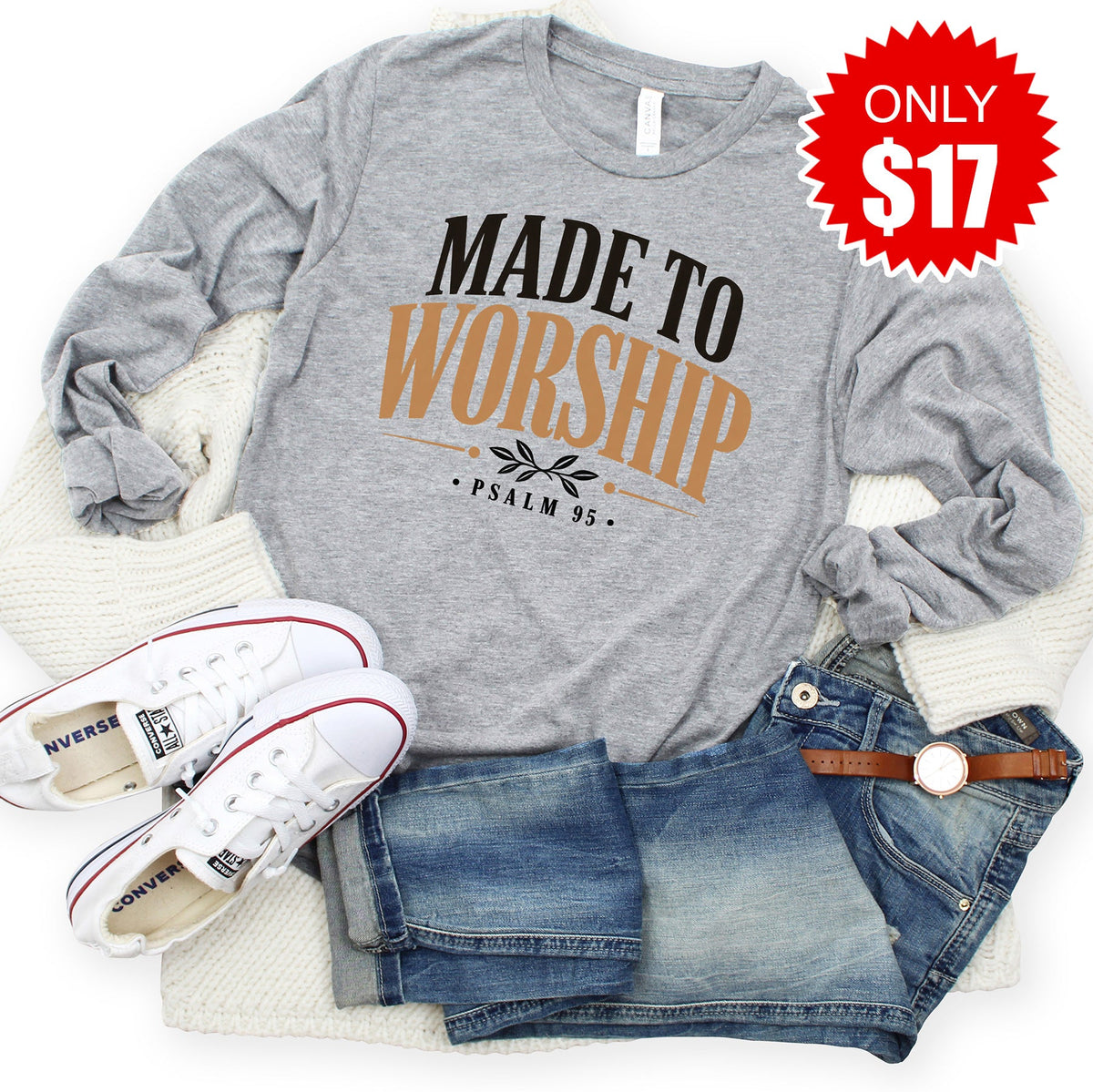 Made To Worship Long Sleeve - Heather Grey - 17 product image 1