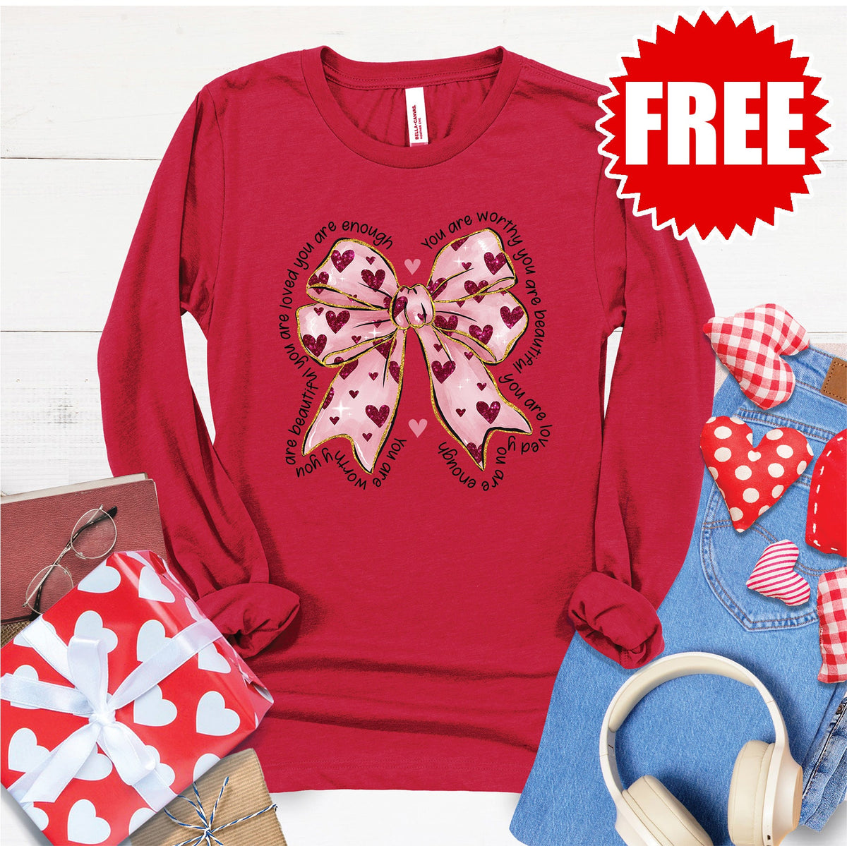 You Are Worthy Bow Long Sleeve - 0