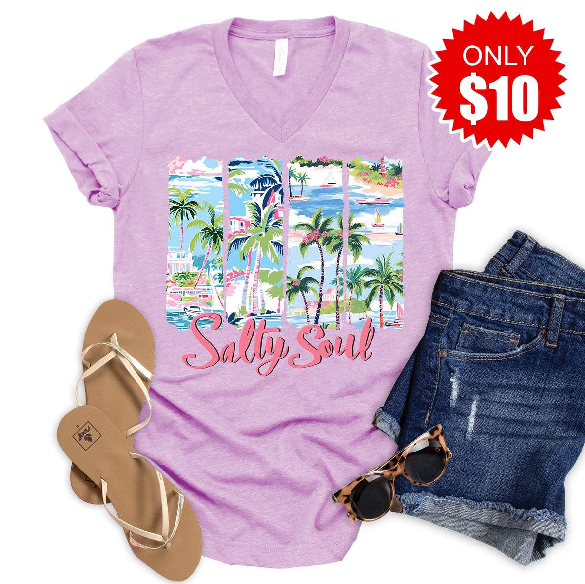 Salty Soul Beach V-Neck - 10