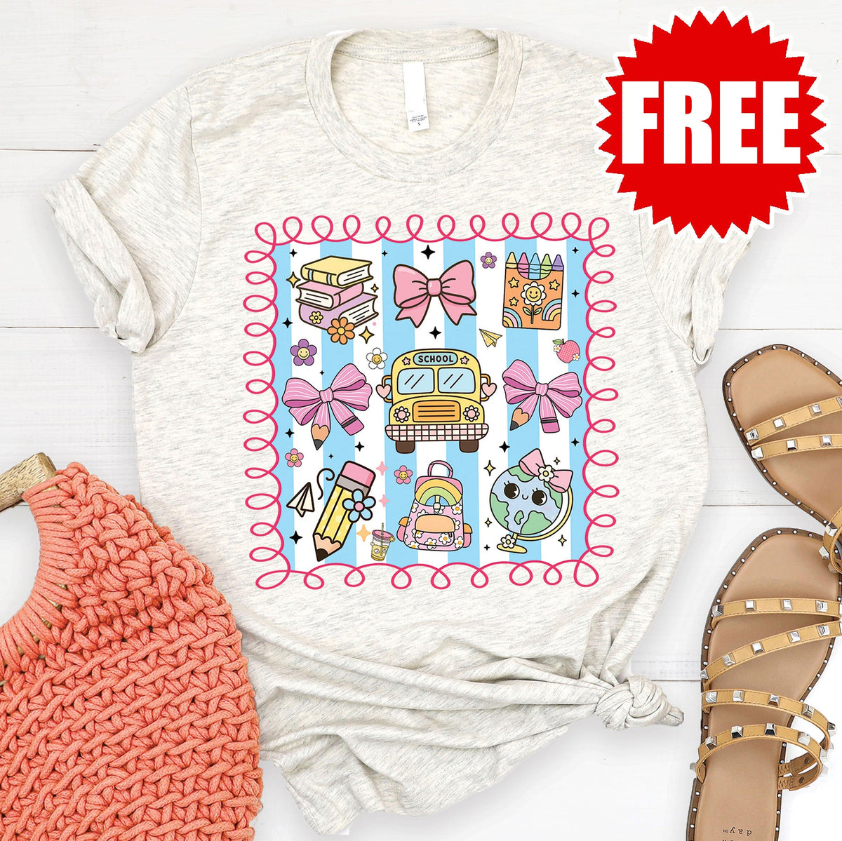 Back to School Tee - Heather Oatmeal - 0