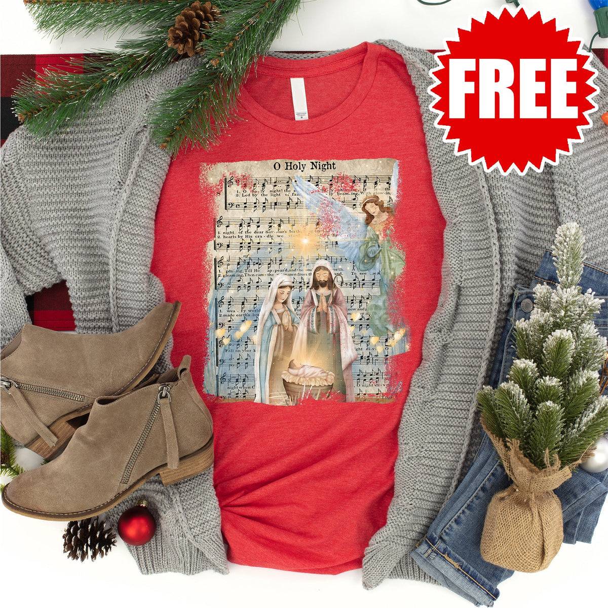 O Holy Night Tee - Heather Red - 0