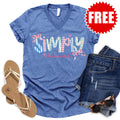 Simply Blessed V-Neck - Heather Royal Blue - 0