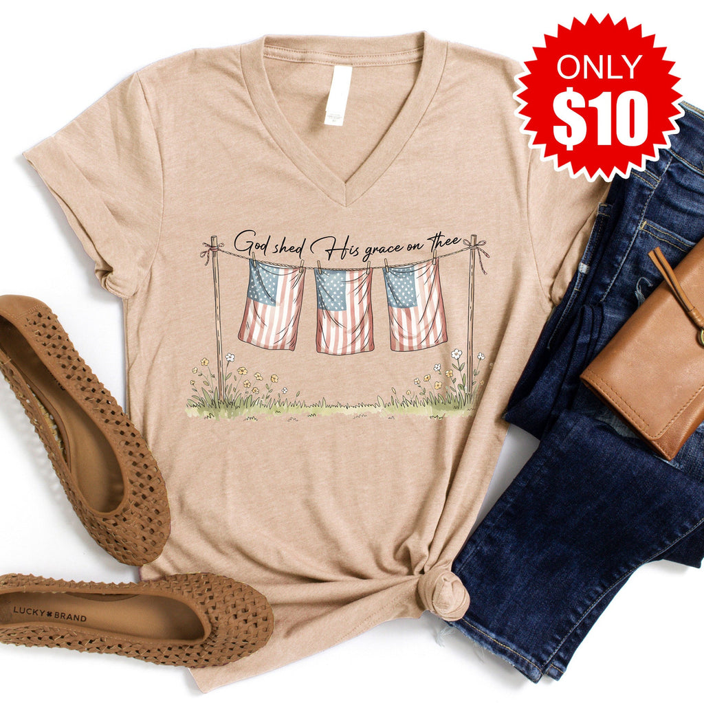 God Shed His Grace V-Neck - 10
