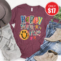 Happy You're Here Long Sleeve - Heather Burgundy - 17 product image 1