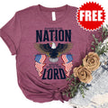 Blessed is the Nation Eagle Tee - Heather Burgundy - 0