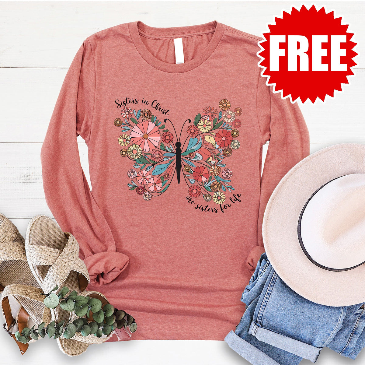 Sisters In Christ Long Sleeve - Heather Clay