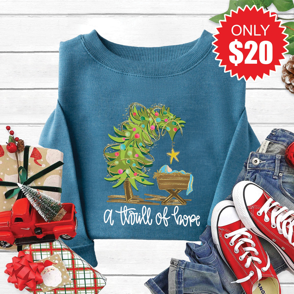 A Thrill of Hope Sweatshirt - Heather Deep Teal - 20 product image 1