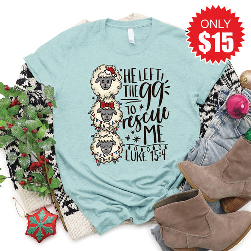 99 Sheep Xmas Tee - Heather Dusty Blue - 15 product image 1