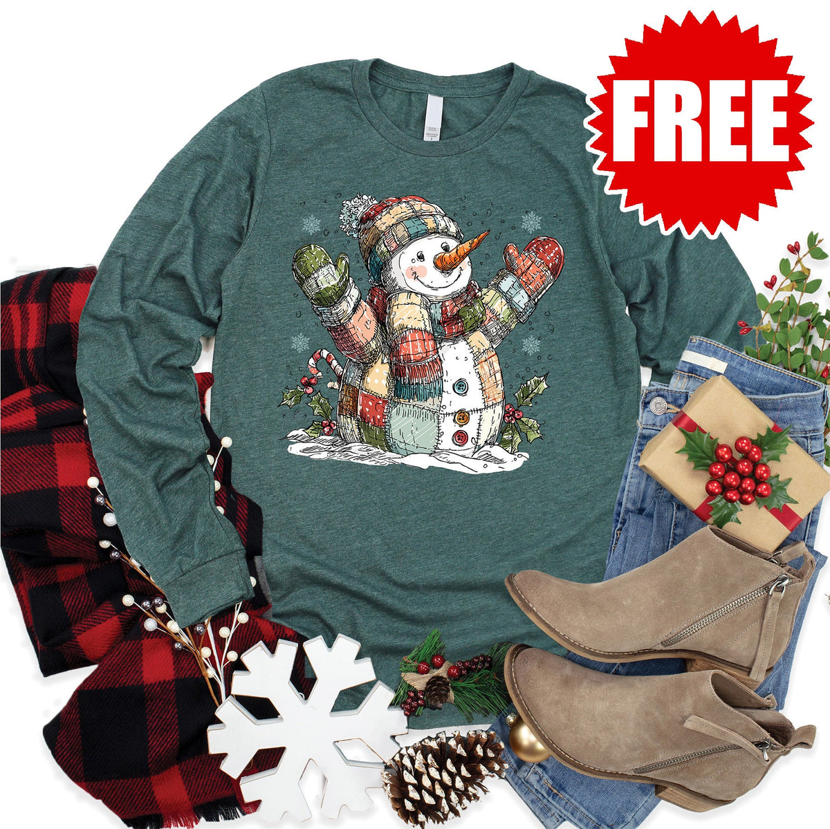 Snowman Retro Long Sleeve - 0